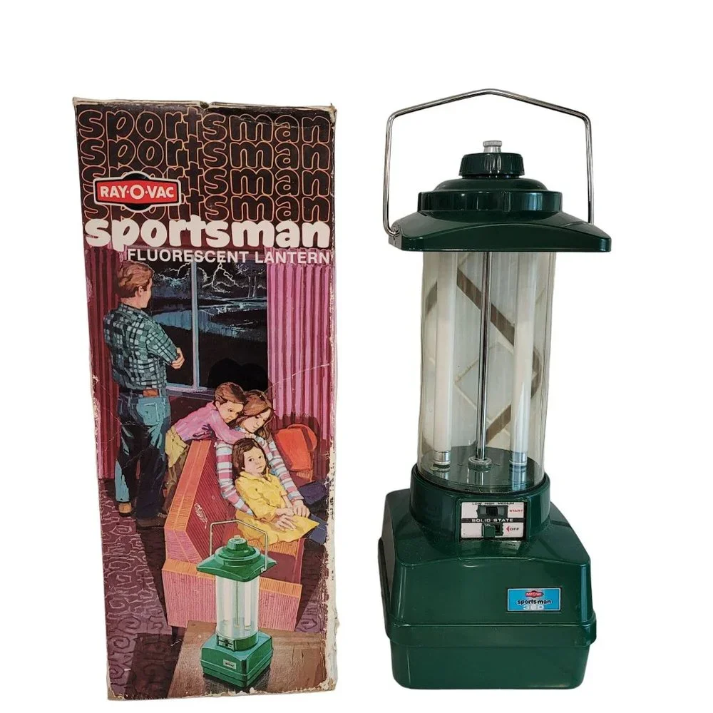 Vintage Green Ray-O-Vac Sportsman Camping Fluorescent Lantern in Box 360-B
